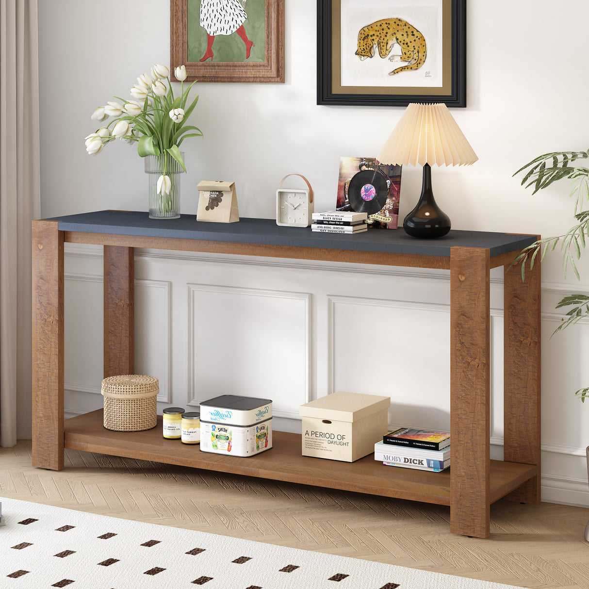 Minimalist Console Table with Bottom Shelf