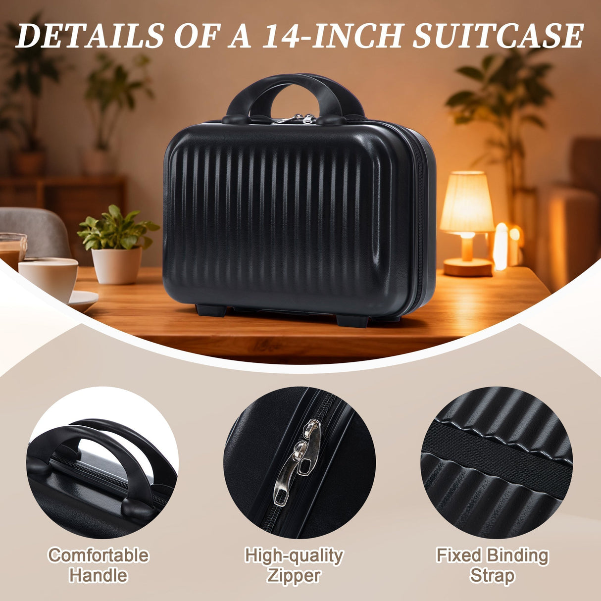 14'/20' 2-Piece ABS Spinner Wheel Luggage Set with Combination Lock and Cosmetic Case