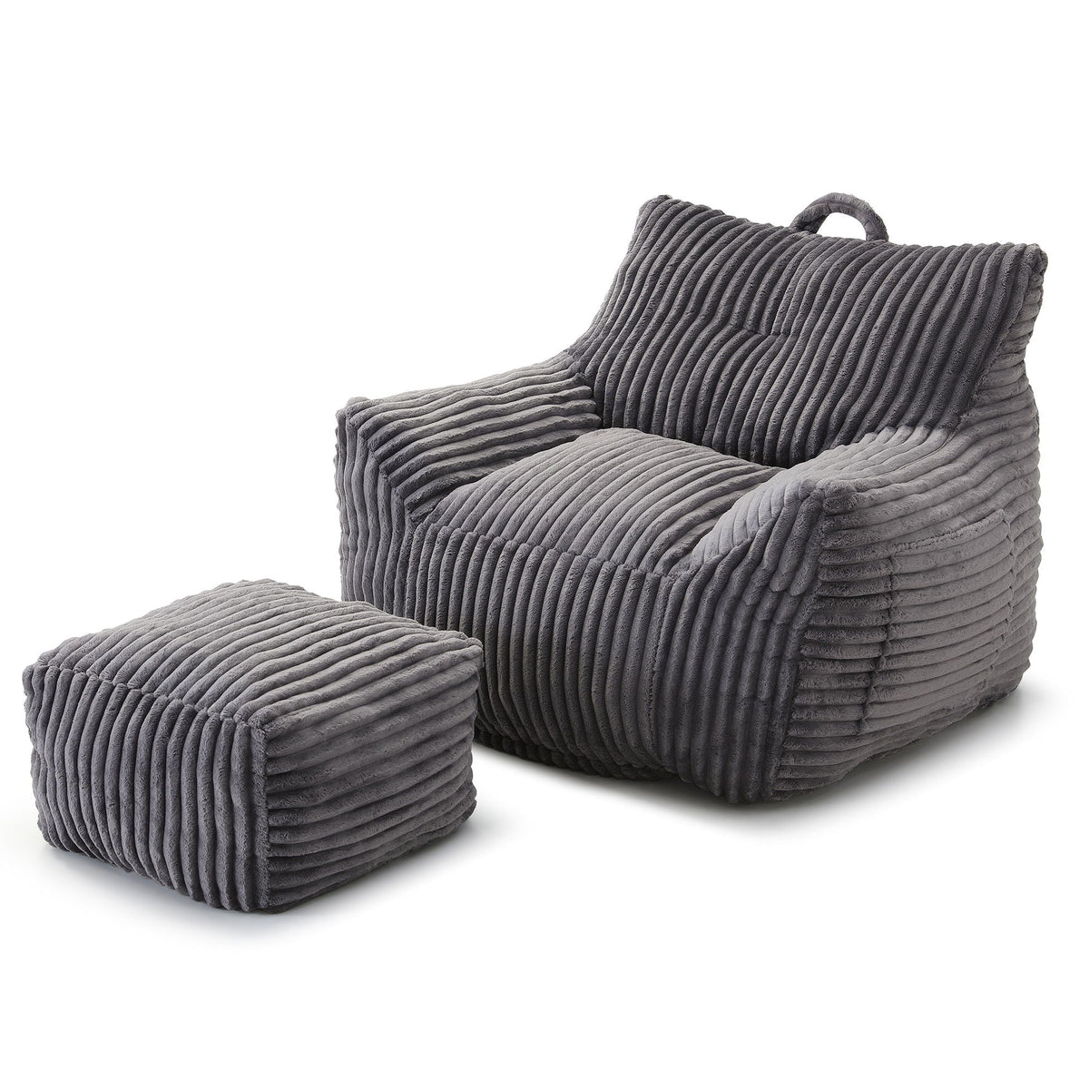 Giant Bean Bag Chair With Armrests And Footstool