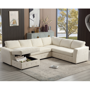 110.75" Sectional Sofa with Chaise Storage