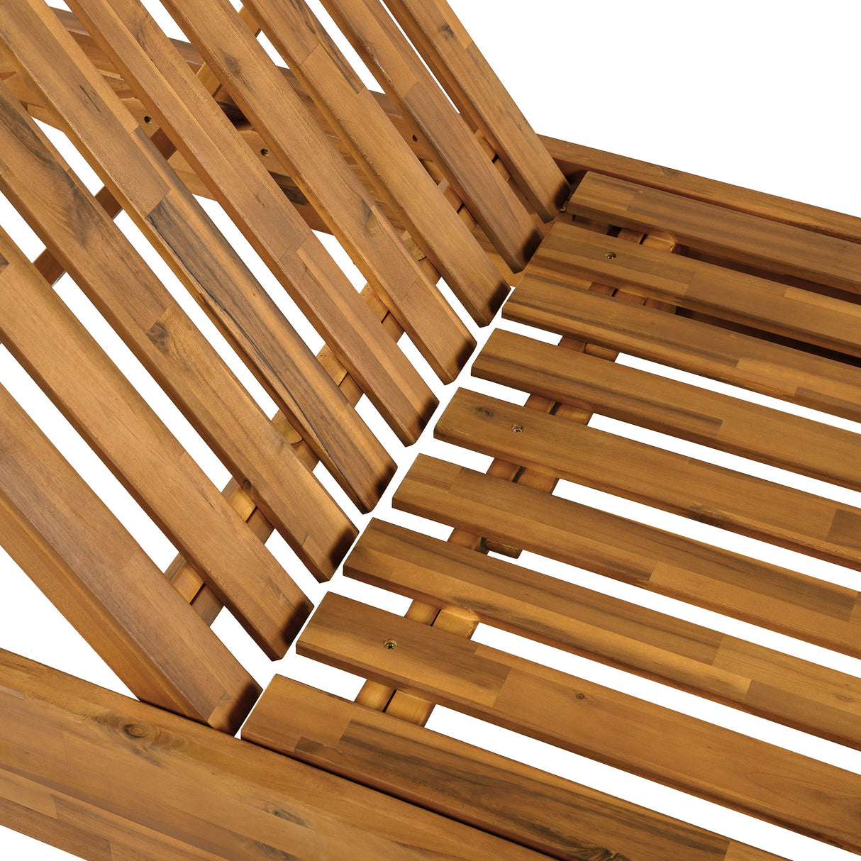 Acacia Wood Chaise Lounge with Teak Finish and Water-Repellent Cushion