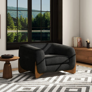 Sherpa Arm Chair with Removable Cushion - Black, White, Dark Green