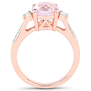 2.73 Carat Genuine Kunzite and White Topaz .925 Sterling Silver Ring
