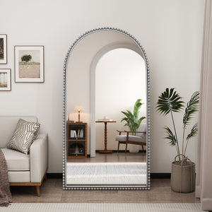 Arch Retro Full Length Mirror With Supporting Feet - Silver