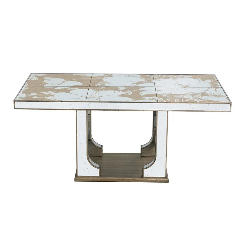 Aesthetic Rectangular Dining Table with Floral Design