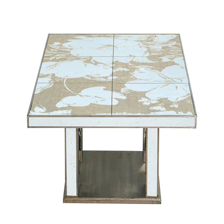 Aesthetic Rectangular Dining Table with Floral Design