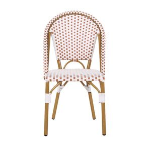 Outdoor PE Rattan and Aluminum French Bistro Chairs, Set of 2, Rusted