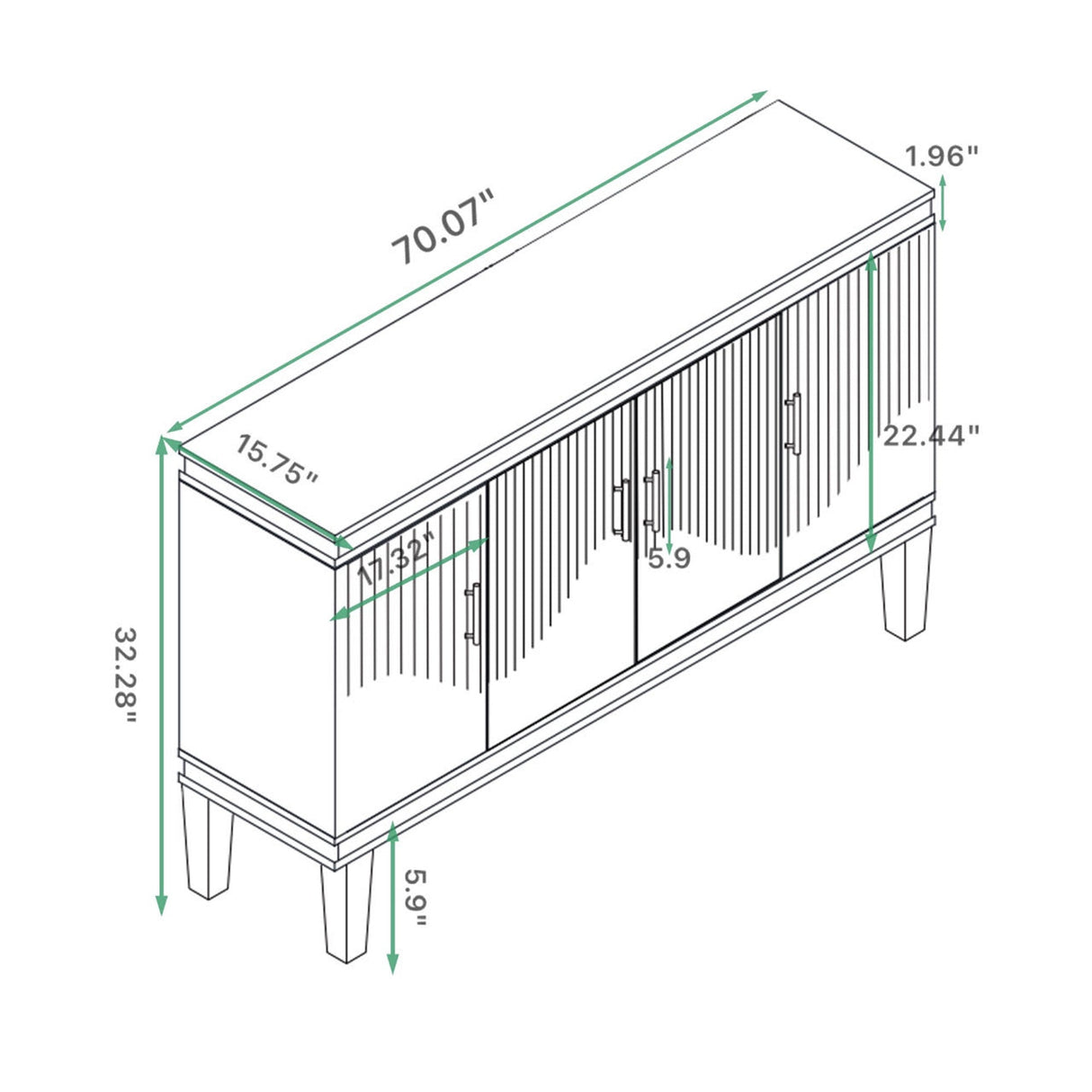 Champagne 4-Door Cabinet with Adjustable Shelves