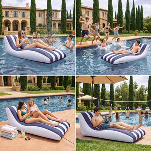 Mediterranean Stripe Lounger, 1 Piece, 60x32 Inch Blue