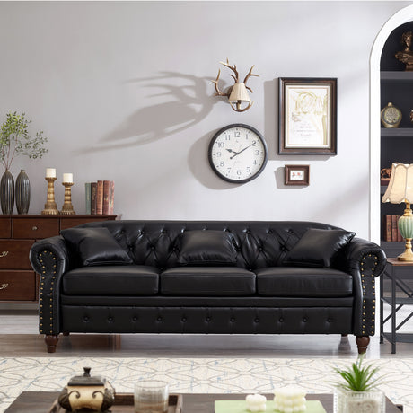 85.8'-Living-Room-Chesterfield-Sofa-Classic-Tufted-Design-Faux-Leather-PU-Upholstered-Sofa-with-Storage-(Black)-Sofas-&-Sectionals