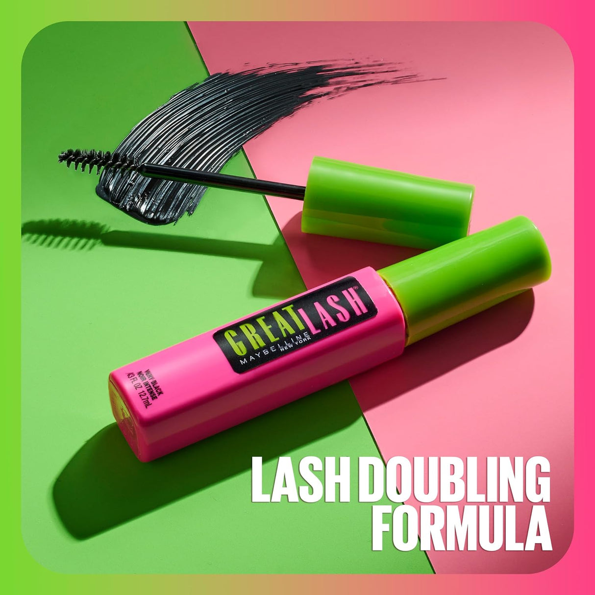 2-PACK Maybelline Great Lash Washable Mascara Makeup, Volumizing Lash-Doubling Formula That Conditions As It Thickens, Very Black