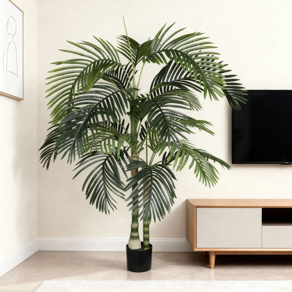 6Ft Golden Cane Artificial Palm Tree With Plastic Pot