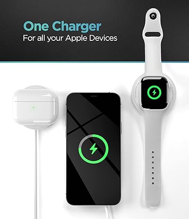 2-in-1 Charger Desinged for iPhone and Apple Watch Combo - Magnetic Dual Sided Charging Compatible with MagSafe (USB C)