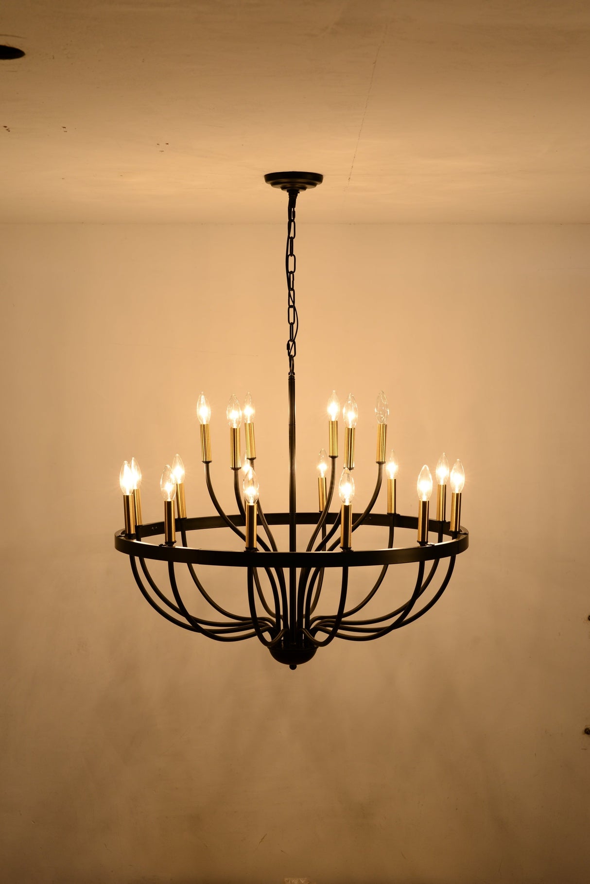 15-Light Industrial Iron Candle Chandelier Modern Farmhouse Pendant Light