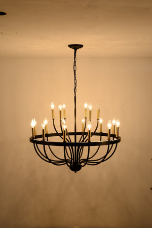 15-Light Industrial Iron Candle Chandelier Modern Farmhouse Pendant Light