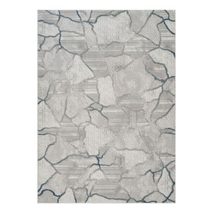 Geometric 3D Effect Area Rug with Durable Polyester - Gray/Ivory
