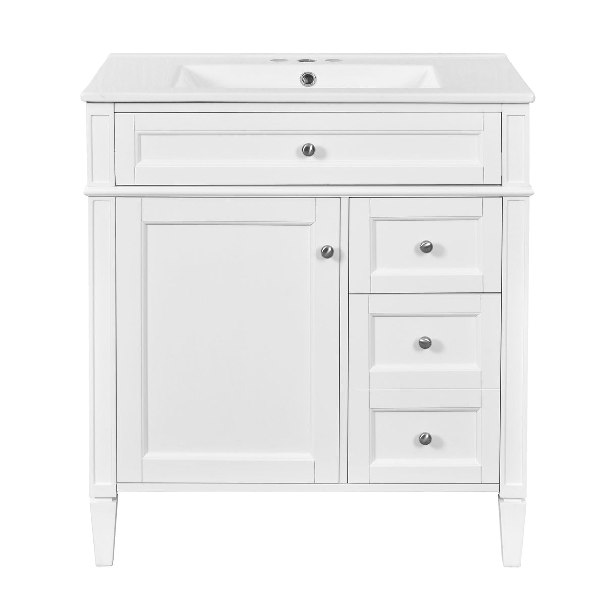 Bathroom Vanity With Top Sink, 2 Drawers & Tip Out Drawer