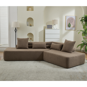 Minimalist Cloud Sectional Couch 4-Seater Brown