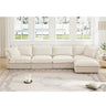 Slipcovered L Shape Sectional Long Sofa Couch - 4 Seater