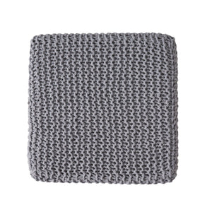 Chabani - Indoor Modern Knitted Fabric Cube Pouf Ottoman - Light Gray