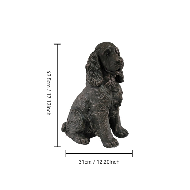 20" Bronze Finish Realistic Sitting Cocker Spaniel Dog Statue
