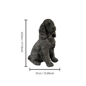 20" Bronze Finish Realistic Sitting Cocker Spaniel Dog Statue