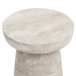 Handcrafted Mango Wood Accent Table with Sculptural Design - Multiple Colors