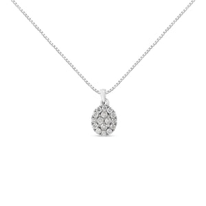 .925 Sterling Silver 1 1/2 Cttw Diamond Oval Cluster Pendant Necklace (I-J Color, I2-I3 Clarity) - 18"