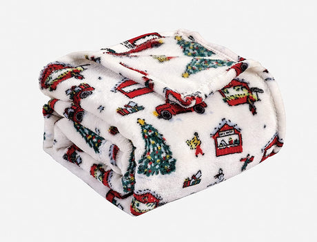Happy holidays microplush throw blanket (50“ x 60“) - christmas time