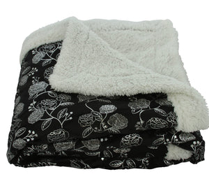 Faith, Hope, Love Home Decor Ultra Lush Silver Rose Reversible Sherpa Throw Blanket