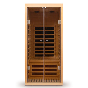 Low EMF, Wide Space Hemlock Double Doors Great Glass Luxury Indoor Far Infrared Sauna Room