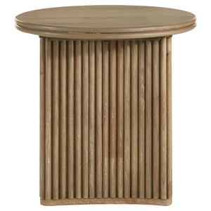 Adina 3-piece Round Coffee Table Set Distressed Light Brown