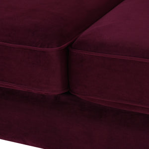 Jack 84" Modern Tuxedo Tufted Sofa, Burgundy Velvet