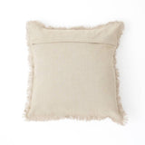 Linen Printed Cushion with Fringes (Brown)