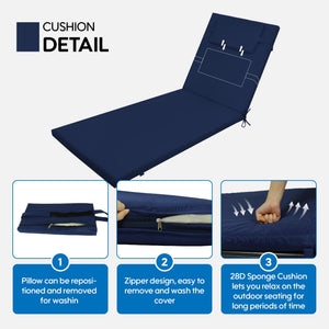 2PCS Set Outdoor Lounge Chair Cushion Replacement