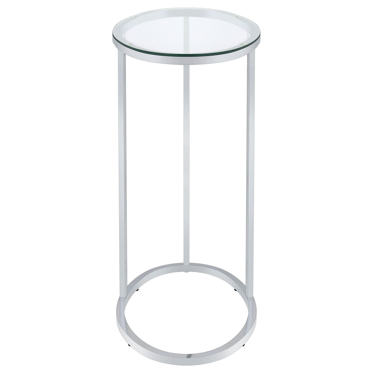 Kyle Oval Glass Top C-Shaped Sofa Side Table Chrome