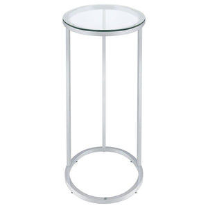 Kyle Oval Glass Top C-Shaped Sofa Side Table Chrome