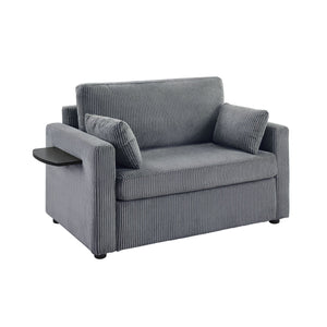 Sleeper Sofa With Foldable Mattress, USB Ports, Side Table & Storage Pocket