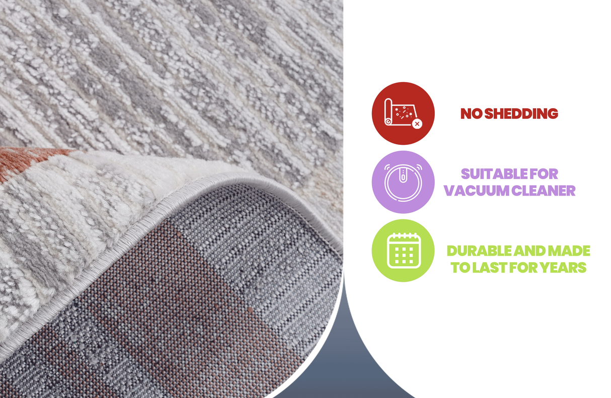 NAAR MARFI Collection Bordered Non-Shedding and Stain Resistant Area Rug