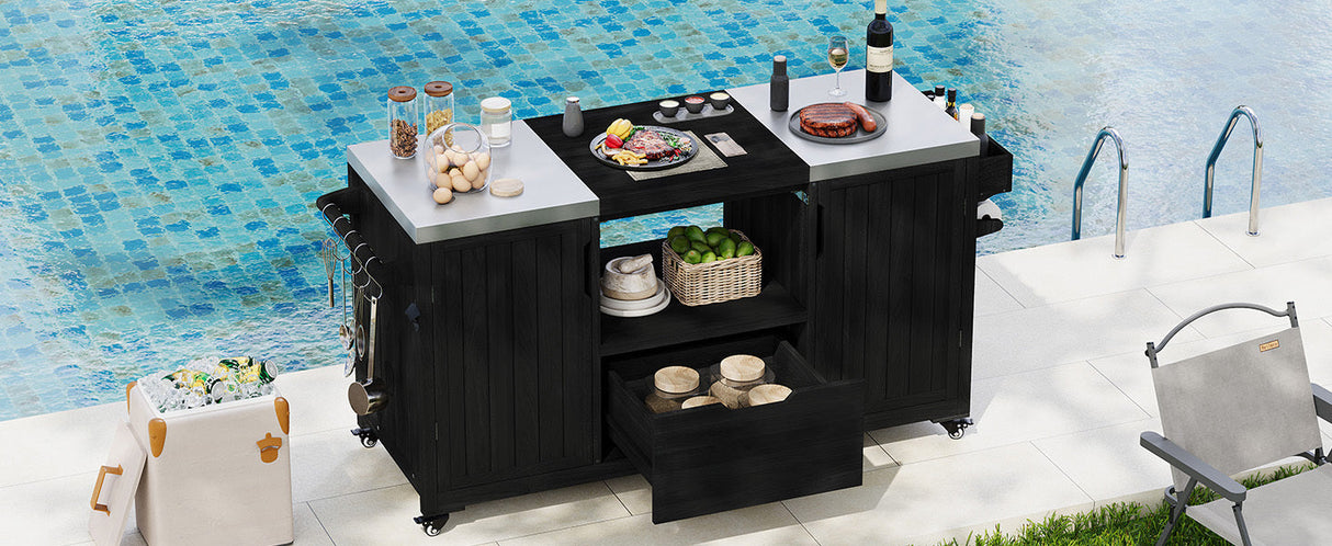 K&K 66.5' Outdoor Kitchen Island for Big Green Egg Grills