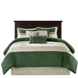 7 PC Faux Suede Comforter Set Green Queen