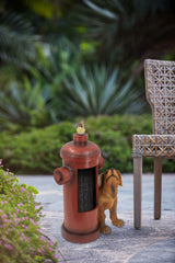 Red Fire Hydrant Water Fountain with Dog and Bird Accents