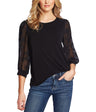 CeCe Lace Sleeve Stretch Crepe Blouse Rich Black XL
