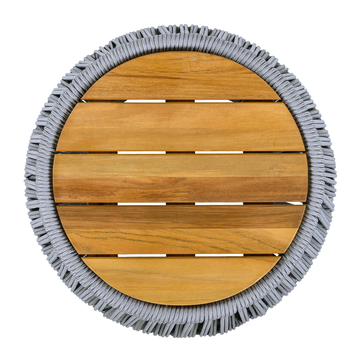 Acacia Wood Side Table with Grey Rope Design