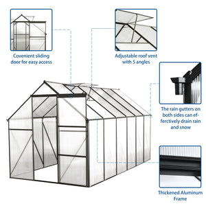 Polycarbonate house Raised Base And Anchor Aluminum Heavy Duty Walk-In houses For Outdoor Backyard In All Season