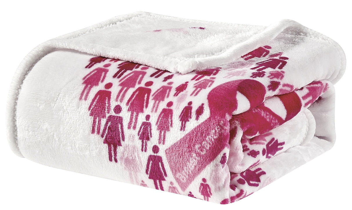 Faith, Hope, Love Home Decor Together We Rise Breast Cancer Awareness Heart Throw Blanket - Pinktober