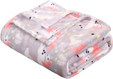 Boy's and girl's set of 2 plush fleece throw blanket (50" x 60") - dinos and unicorns