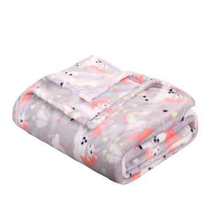 Summertime Whimsy Plush Fleece Throw Blanket (50" x 60") - Rainbow Unicorn