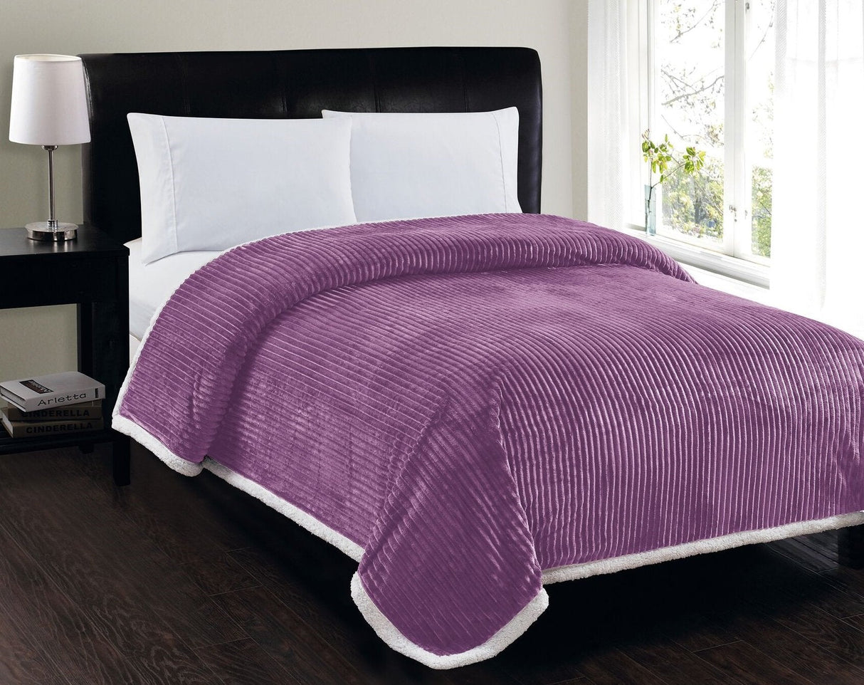 Decor&More Home Essentials Corduroy Sherpa Blanket (Multiple Size Options)