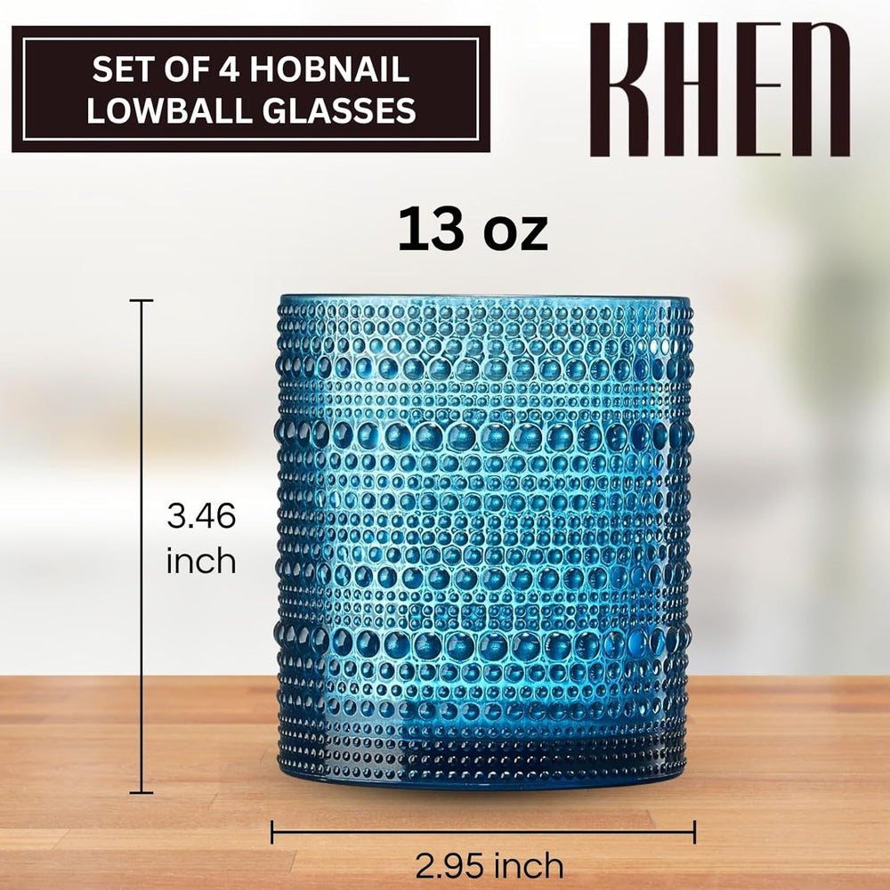 Acrylic Hobnail Lowball Glasses – Set of 6 Colorful & Black Tumblers, 10 oz